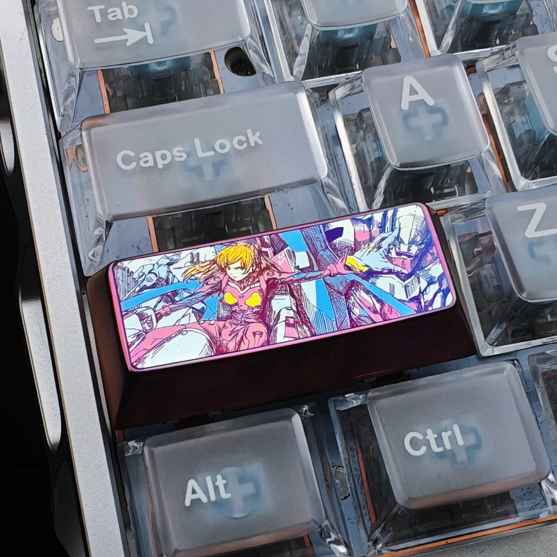 EVA series, Asuka 2.25U sketch style titanium alloy personalized keycaps, anime, gaming, cultural and creative mechanical keyboard decorative keycaps