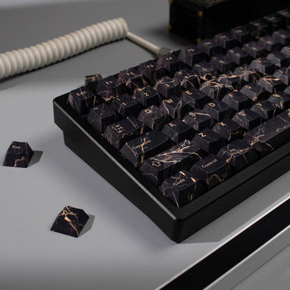 Minimally designed marble patterned keycap set, PBT Material Personalized Keycap Set, Compatible with 61/64/68/75/84/87/104 Key Mechanical Keyboard