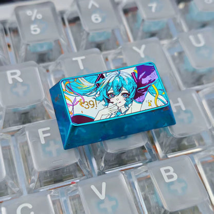Hatsune Miku 1.75 U titanium alloy personalized keycaps, mechanical keyboard decorative keycaps, anime and game cultural creative keycaps