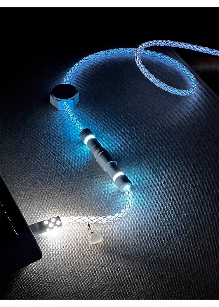 Single crystal copper overall luminous gradient white blue light aviation plug customized mechanical keyboard manual data cable