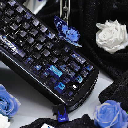 Skeleton Butterfly Keycap Set, Creative Keycap Cultural Art Keycap PBT Material Personalized Keycap Set, Compatible with 61/64/68/75/84/87/104 Key Mechanical Keyboard
