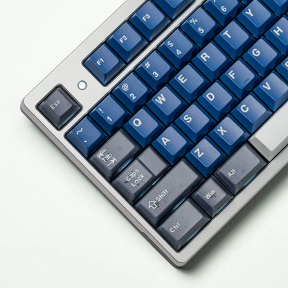 Warrior Blue Grey Half Transparent Full Set Keycap ABS+PC Two Color, Simple Blue Tone, Mechanical Keyboard Replacement Keycap Set, Compatible with 61/64/68/75/84/87/104 Key Mechanical Keyboard Keycap Set