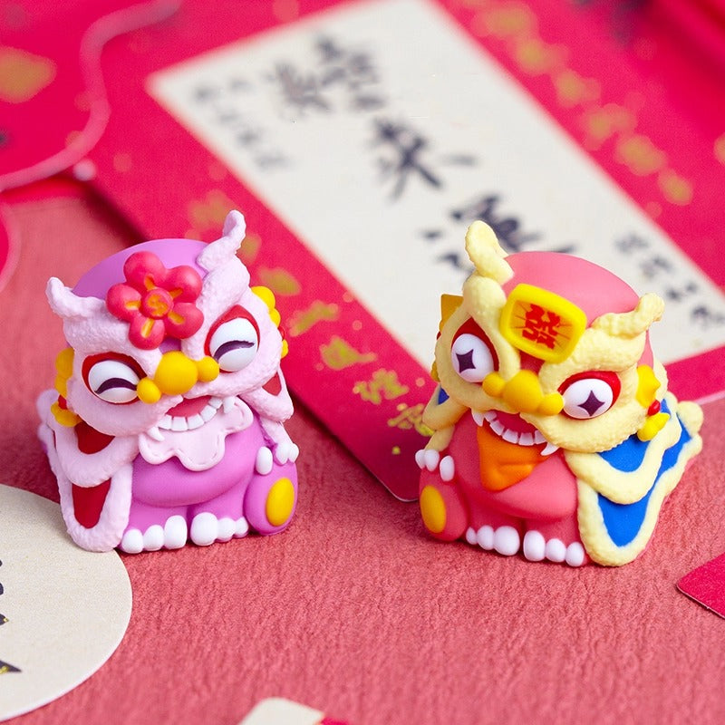Lion dance, Chinese style personalized keycaps, multi-color resin molded decorative keycaps, cultural and creative keycaps