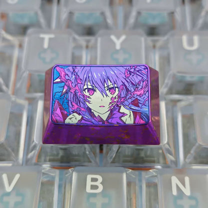 DATE A LIVE，Yatogami Tohka 1.5 U titanium alloy personalized keycaps, mechanical keyboard metal decorative keycaps, anime and game culture peripheral keycaps