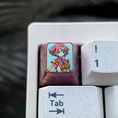 Xenoblade Chronicles Theme, Pyra/Mythra, 1U Titanium Alloy Personalized Keycaps, Anime Game Mechanical Keyboard Decorative Keycaps
