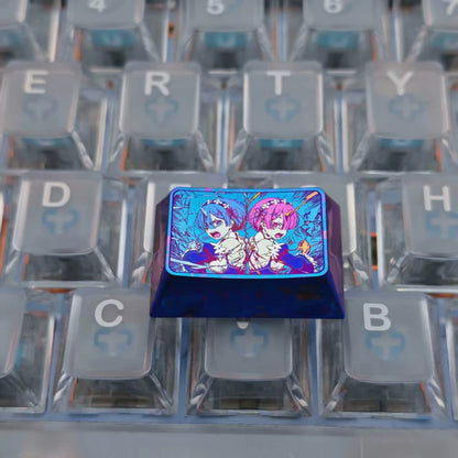 Re:Life in a different world from zero，1.5 U titanium alloy personalized keycaps, mechanical keyboard metal decorative keycaps, anime and game culture peripheral keycaps