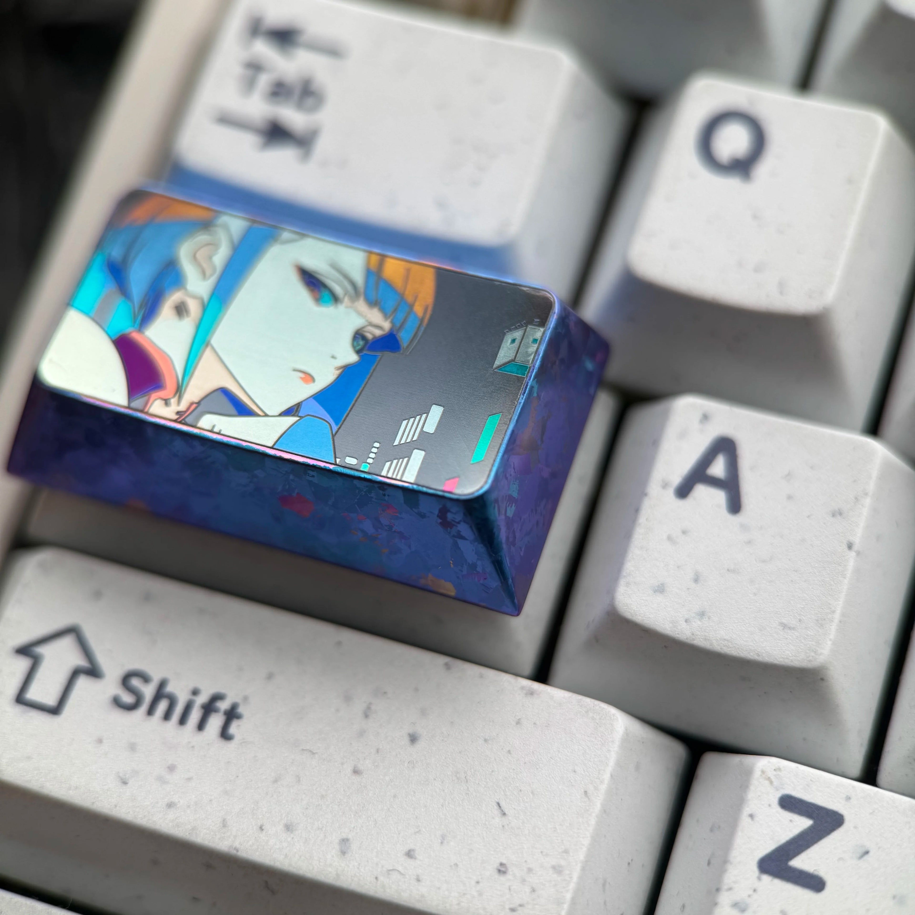 Cyberpunk, Lucyna themed 1.75U titanium alloy personalized keycaps, mechanical keyboard decorative keycaps, anime and game cultural creative keycaps