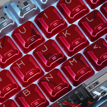 Gundam‌， SAZABI，MSN-04, There are two versions: opaque and semi transparent personalized keycaps, mechanical keyboard replacement keycap set, anime and game cultural and creative keycaps set,61/64/68/75/84/87/104 Key Mechanical Keyboard Keycap Set