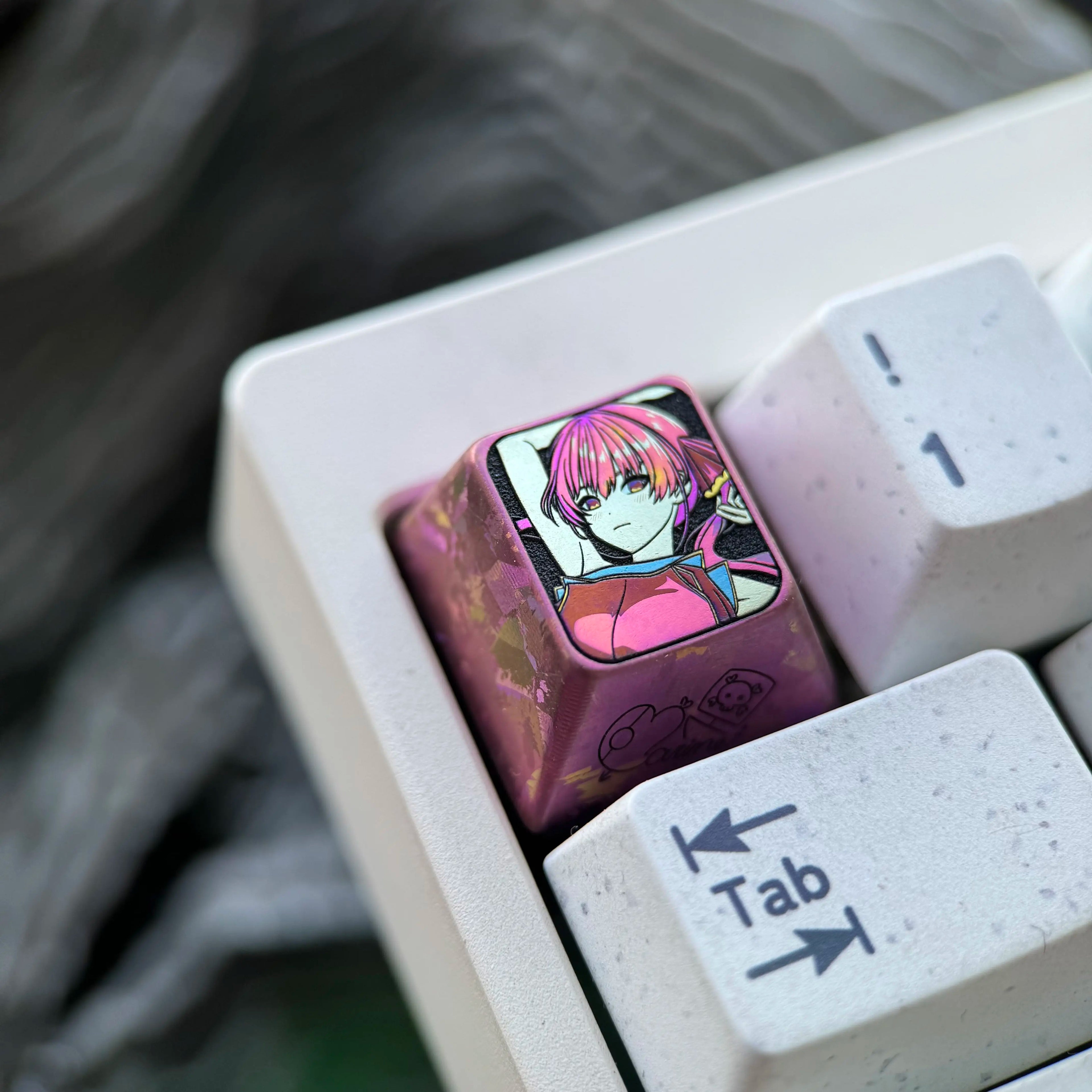 Hololive, Houshou Marine, 1U titanium alloy personalized keycaps, anime, gaming, cultural and creative mechanical keyboard decorative keycaps
