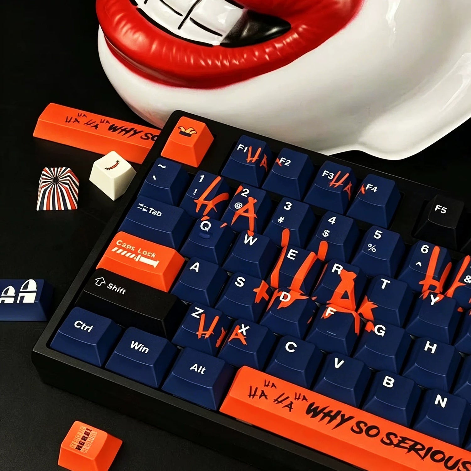 JOKER keycaps DC manga factory height PBT material personalized keycap set, anime and games cultural creative decoration keycap set, compatible with 61/64/68/75/84/87/104 mechanical keyboard