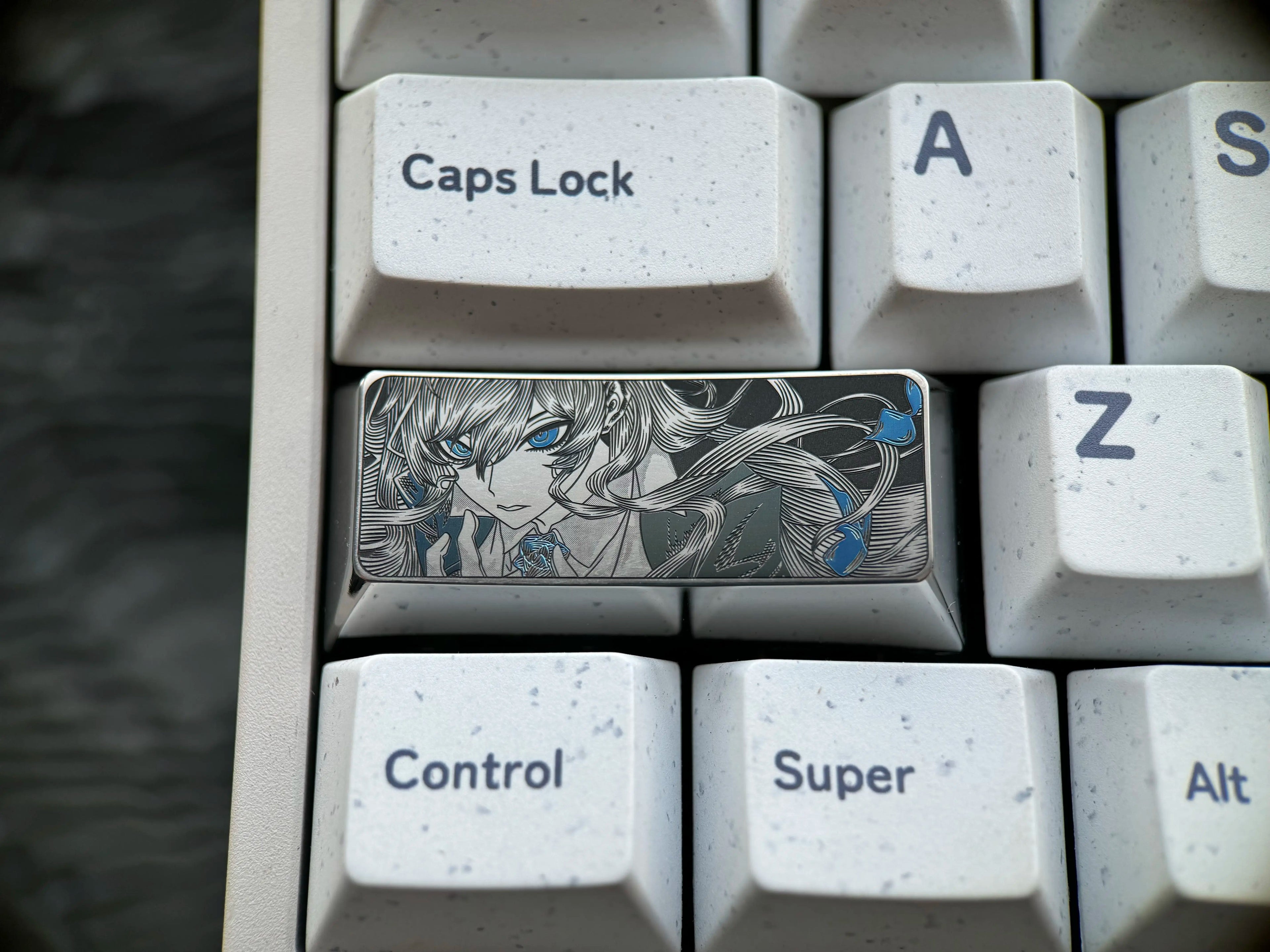 Ado, 2.25U titanium alloy personalized keycaps, metal decorative keycaps for anime and game virtual idols, keyboard replacement keycaps.
