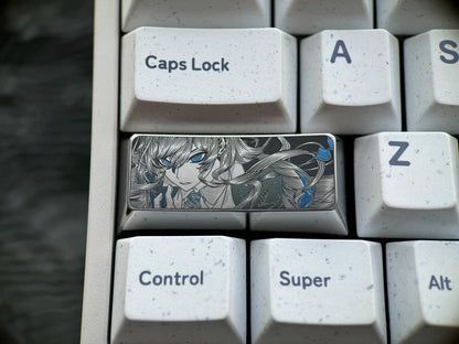 Ado, 2.25U titanium alloy personalized keycaps, metal decorative keycaps for anime and game virtual idols, keyboard replacement keycaps.