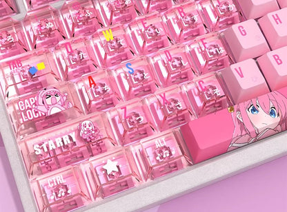 Bocchi The Rock! Theme, Gotoh Hitori, PBT+PC material personalized keycap set, game culture creative decorative keycaps