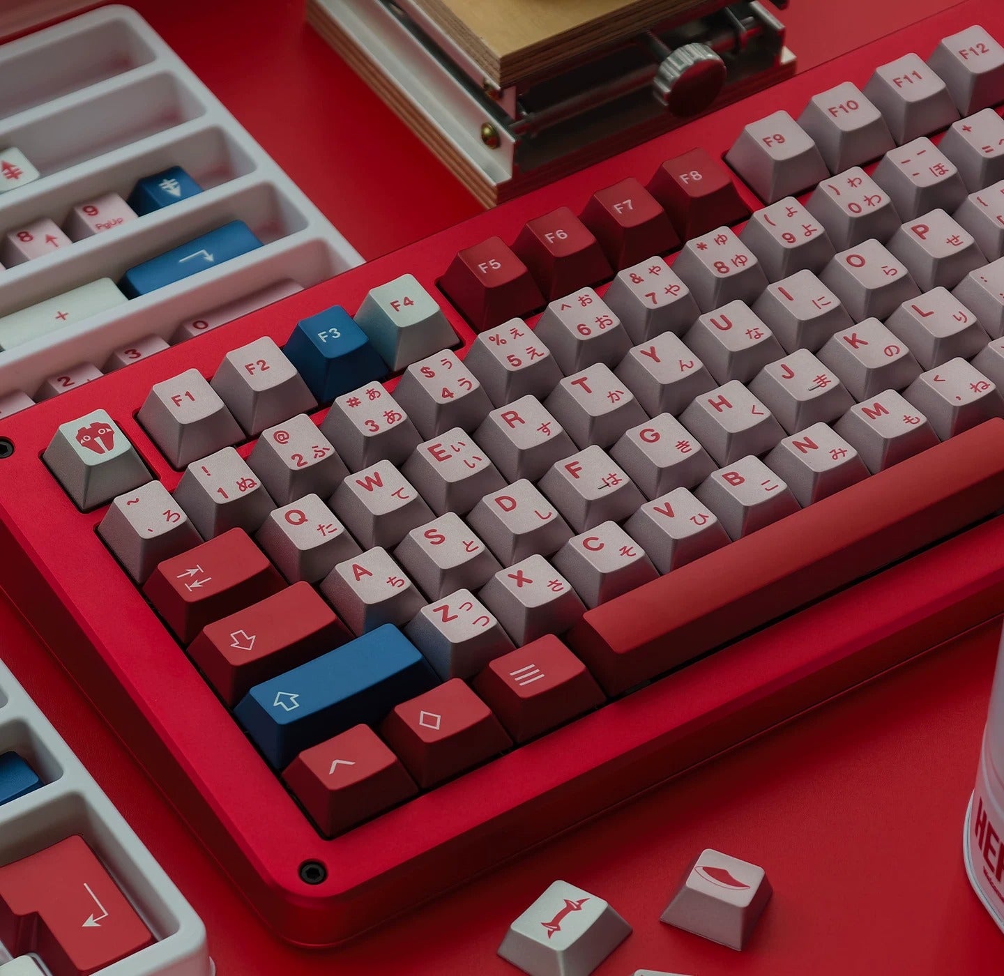 DARLING in the FRANXX Theme, 02, Metallic Texture, PBT Material material personalized keycap set, anime and games cultural creative decoration keycap set, compatible with 61/64/68/75/84/87/104 mechanical keyboard replacement keycap