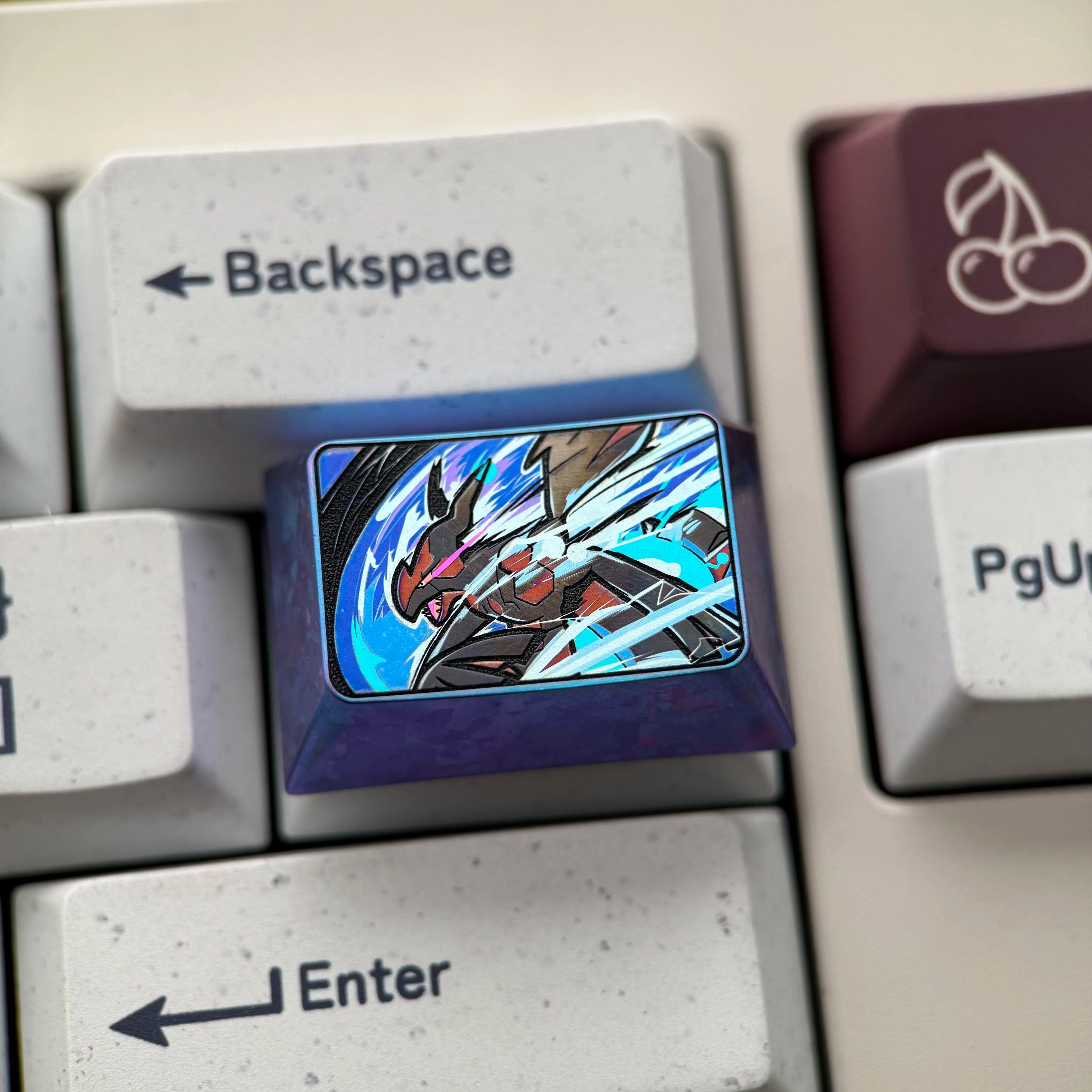 Pok é mon series, Zekrom theme, 1.5U titanium alloy personalized keycaps, anime metal keycaps, mechanical keyboard decorative keycaps