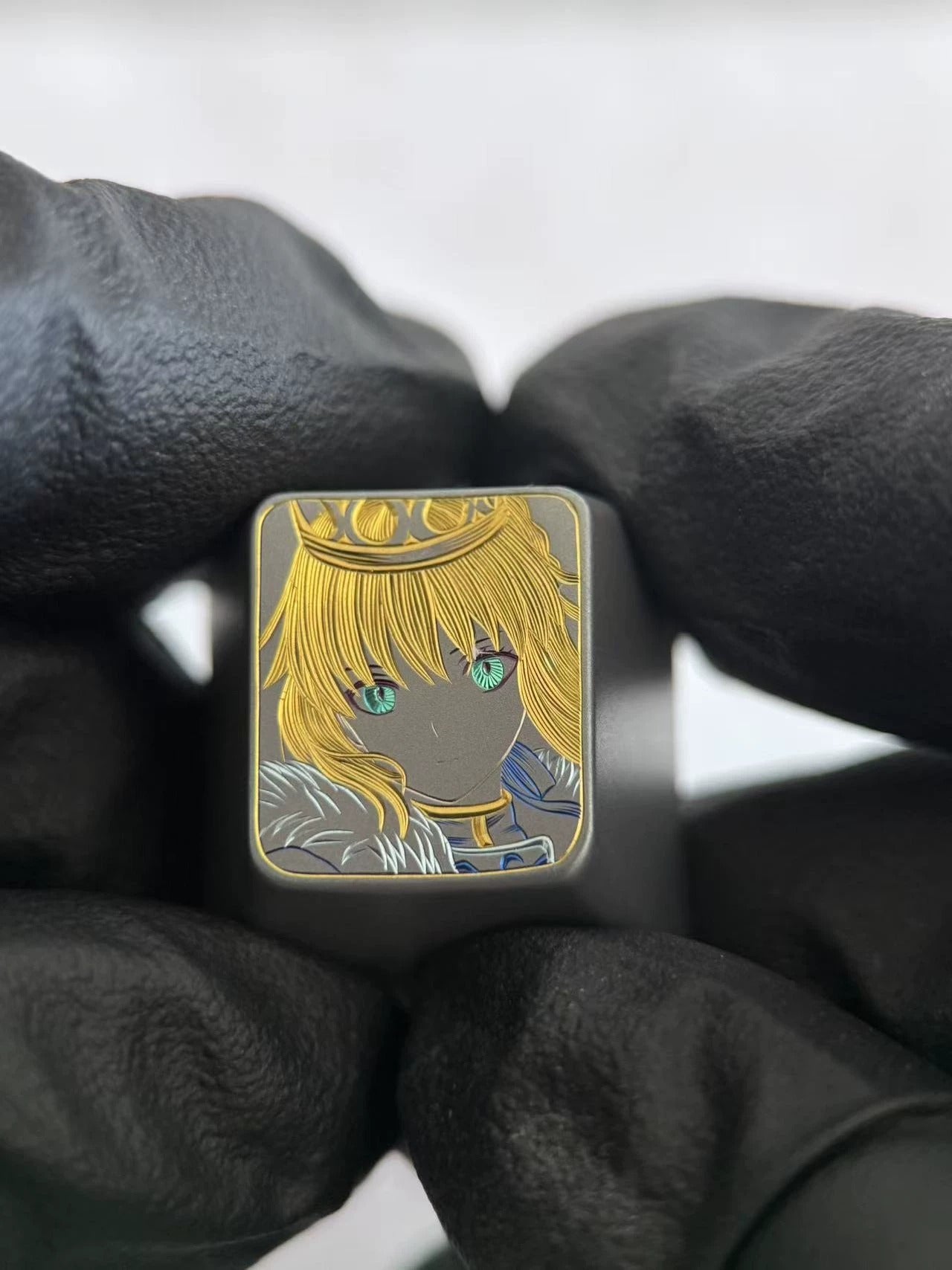 Hand carved titanium alloy series Hand carved titanium alloy anode coloring, anime and game culture creative metal hand carved keycaps collection