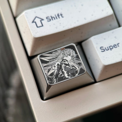 EVA series, Asuka themed 1.25U titanium alloy finely carved personalized keycaps, mechanical keyboard decorative keycaps