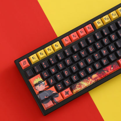 Naruto themed design, PBT material, sublimation craftsmanship, large characters, personalized keycaps, mechanical keyboard decorative art keycaps