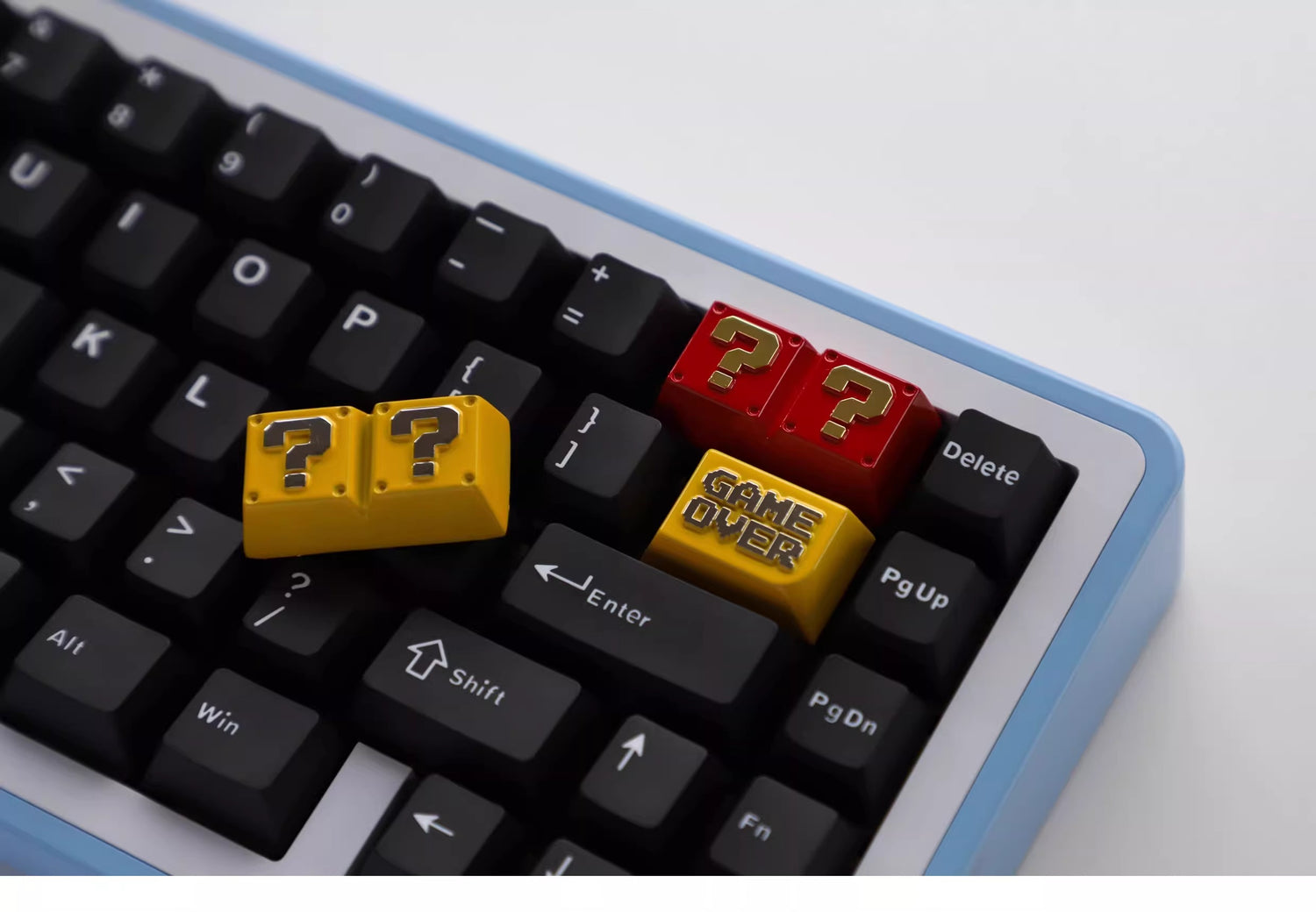 Backspace key, metal personalized keycap, Mario question mark tab key, metal personalized keycap, Game Over keycap, creative zinc alloy mechanical keycap, original factory high decorative keycap