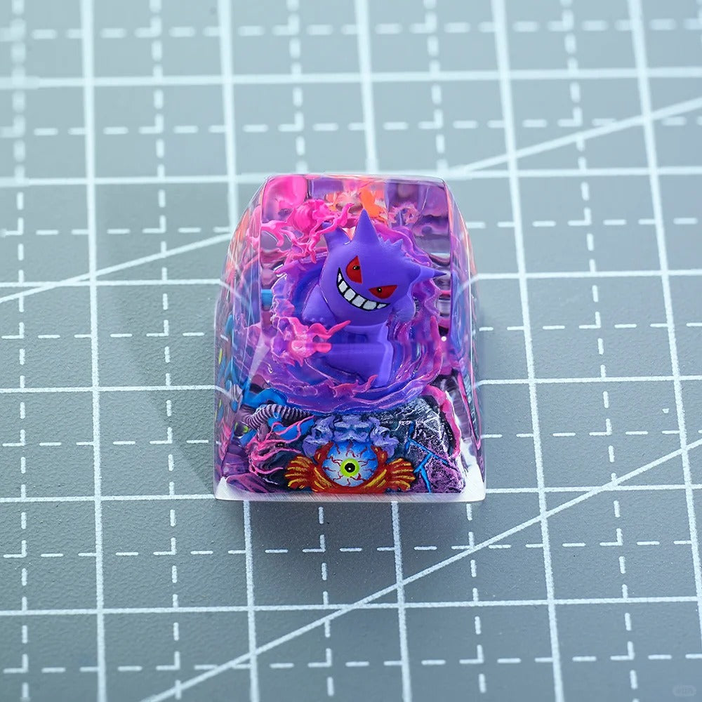 Pok é mon, Gengar coating and sealing design, Crystal Resin Personalized Keycaps, Anime Game Culture Creative Resin Keycaps, Mechanical Keyboard Art Decorative Keycaps