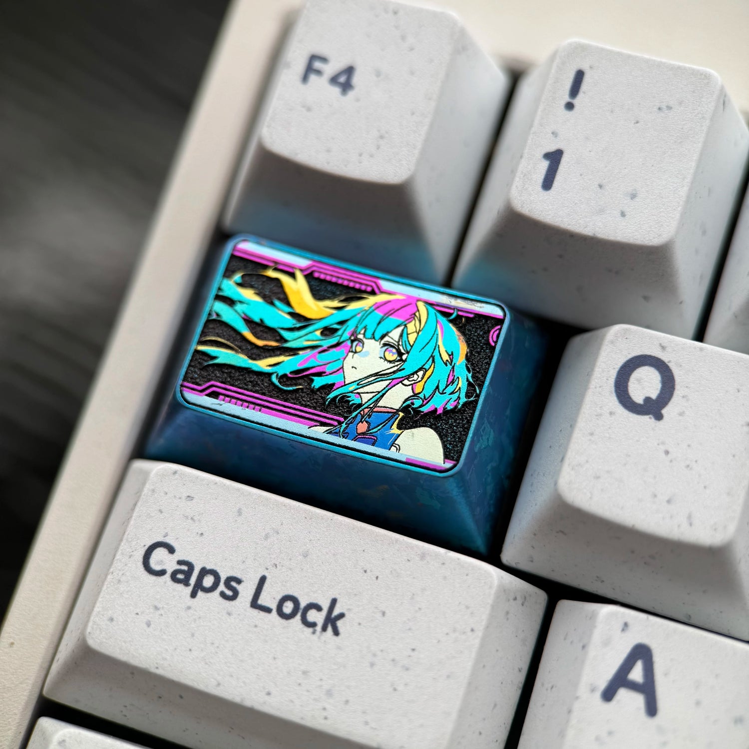 Cyberpunk, Lucy, 2.25U/2U/1.5U titanium alloy personalized keycaps, mechanical keyboard decorative metal keycaps