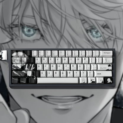 Jujutsu Kaisen series, Gojo Satoru themed personalized keycap set, PBT material, anime style keycap set, suitable for 61/64/68/75/84/87/104 key mechanical keyboards