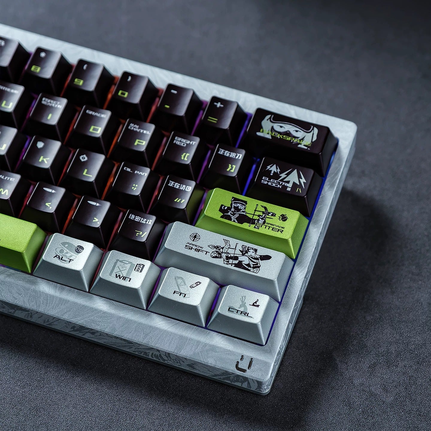 Delta Force themed metallic texture PBT material personalized keycap set, anime and games cultural creative decoration keycap set, compatible with 61/64/68/75/84/87/104 mechanical keyboard