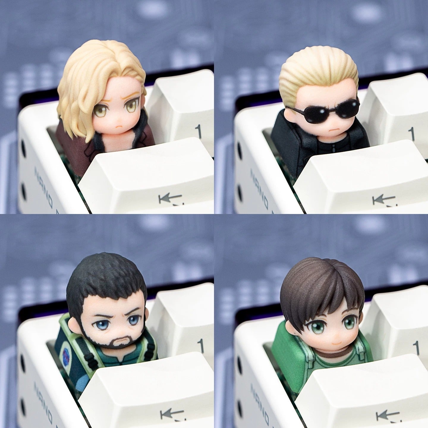 Resident Evil series, doujin character half body design multi-color resin personalized keycaps, anime game culture peripheral products keyboard decoration keycaps