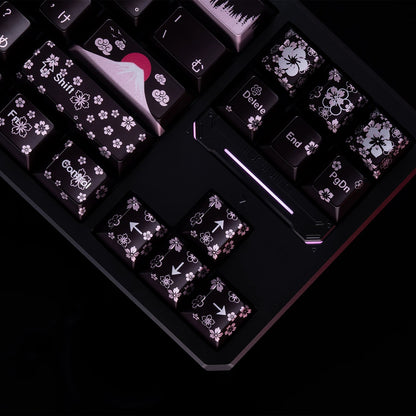 Spring and Jingming Black Theme Theme, Keycap Set PBT Metallic Texture personalized keycap set, , compatible with 61/64/68/75/84/87/104 mechanical keyboard