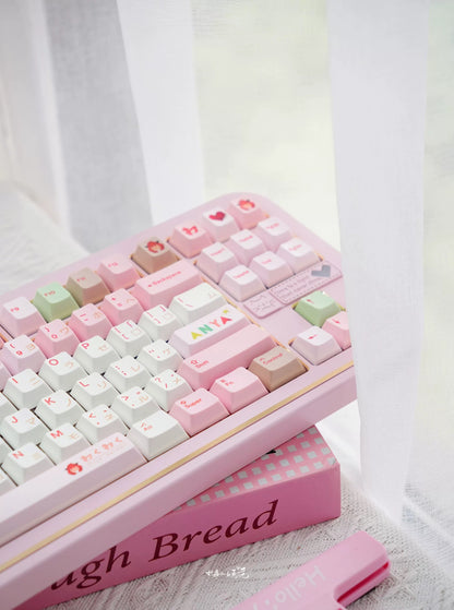 SPY×FAMILY，Anya themed keycap set, mechanical keycap PBT material material personalized keycap set, Animated cartoon keycaps, compatible with 61/64/68/75/84/87/104 mechanical keyboard replacement keycap