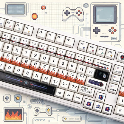 Pixel world keycaps, PBT material personalized keycap set, creative decorative keycap set, compatible with 61/64/68/75/84/87/104 mechanical keyboard replacement keycap