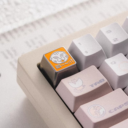 Cat avatar logo, metal enamel craftsmanship personalized keycaps, mechanical keyboard decoration creative keycaps