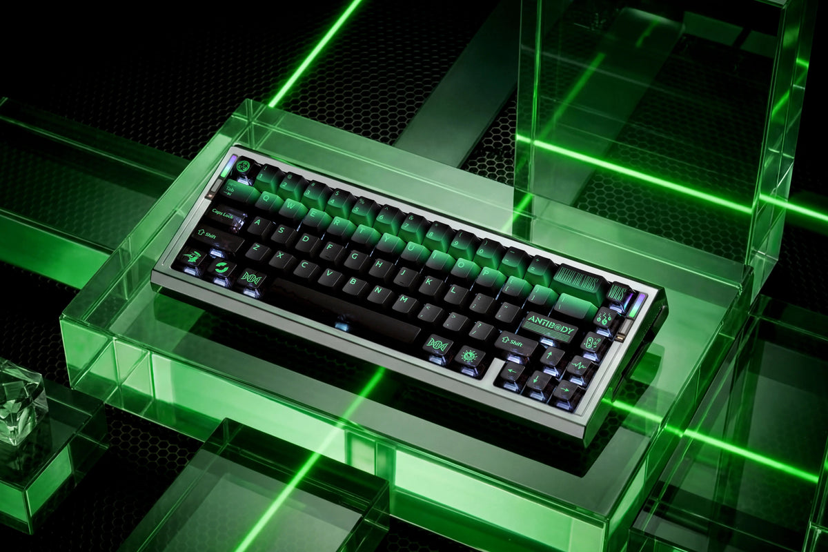 Original keycap design with a bacterial theme, PBT+PC material personalized keycaps, mechanical keyboard replacement keycap set, Daily creative keycap matching, compatible with 61/64/68/75/84/87/104 Key Mechanical Keyboard Keycap Set