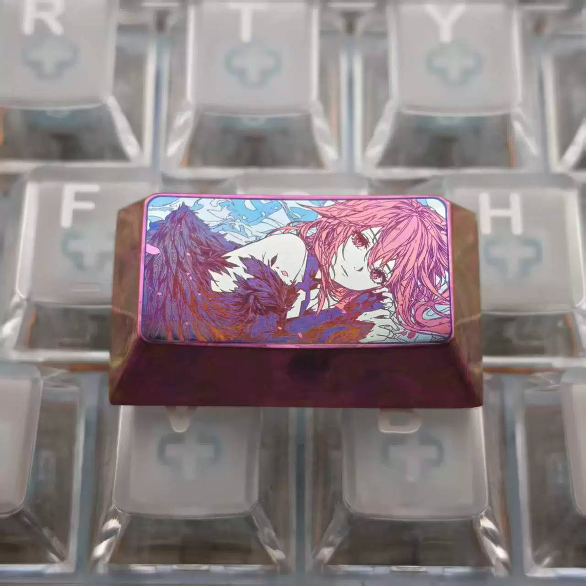 Guilty Crown，Yuzuriha Inori 1.75 U titanium alloy personalized keycaps, mechanical keyboard decorative keycaps, anime and game cultural creative keycaps