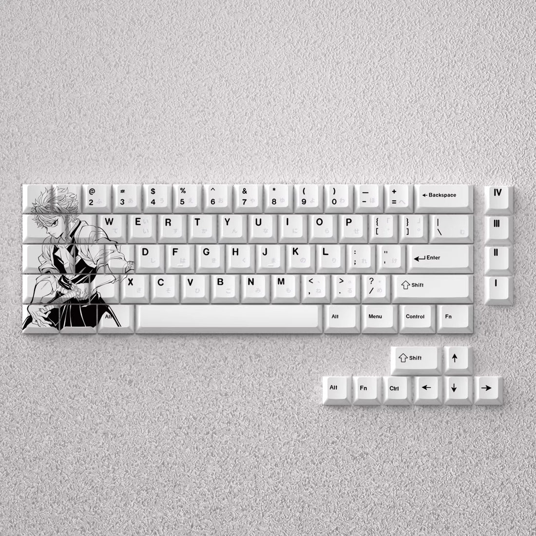 Demon Slayer: Kimetsu no Yaiba series, Shinazugawa Sanemi theme, original high PBT material compatible MX switch mechanical keyboard, anime game theme set keycaps, mechanical keyboard replacement keycap set