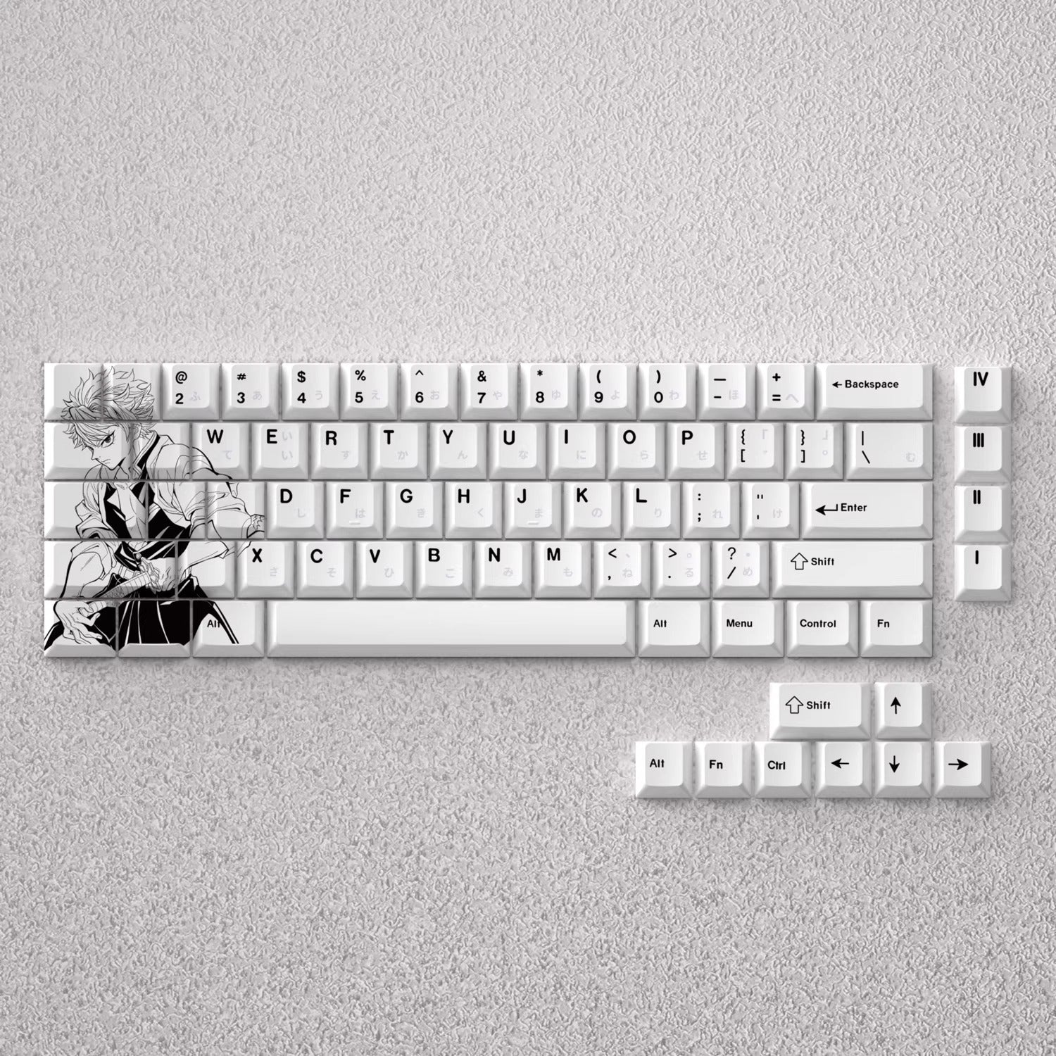 Demon Slayer: Kimetsu no Yaiba series, Shinazugawa Sanemi theme, original high PBT material compatible MX switch mechanical keyboard, anime game theme set keycaps, mechanical keyboard replacement keycap set