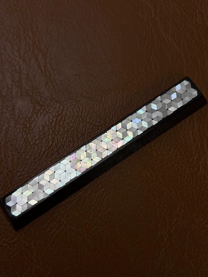 Purple Sandalwood Inlaid Shell Keycaps, 6.25U Spacebar handmade customized personalized keycaps, simple cultural and creative colorful pearl shells+wooden keycaps, mechanical keyboard art decoration keycaps