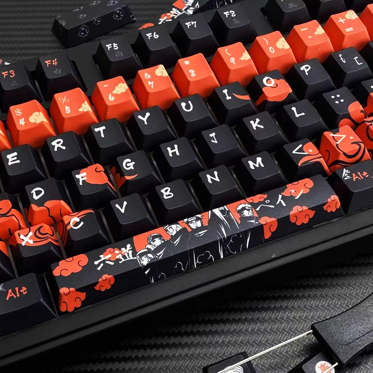 Naruto, Akatsuki, Pain themed PBT material personalized keycap set, compatible with 61/64/68/75/84/87/104 mechanical keyboards