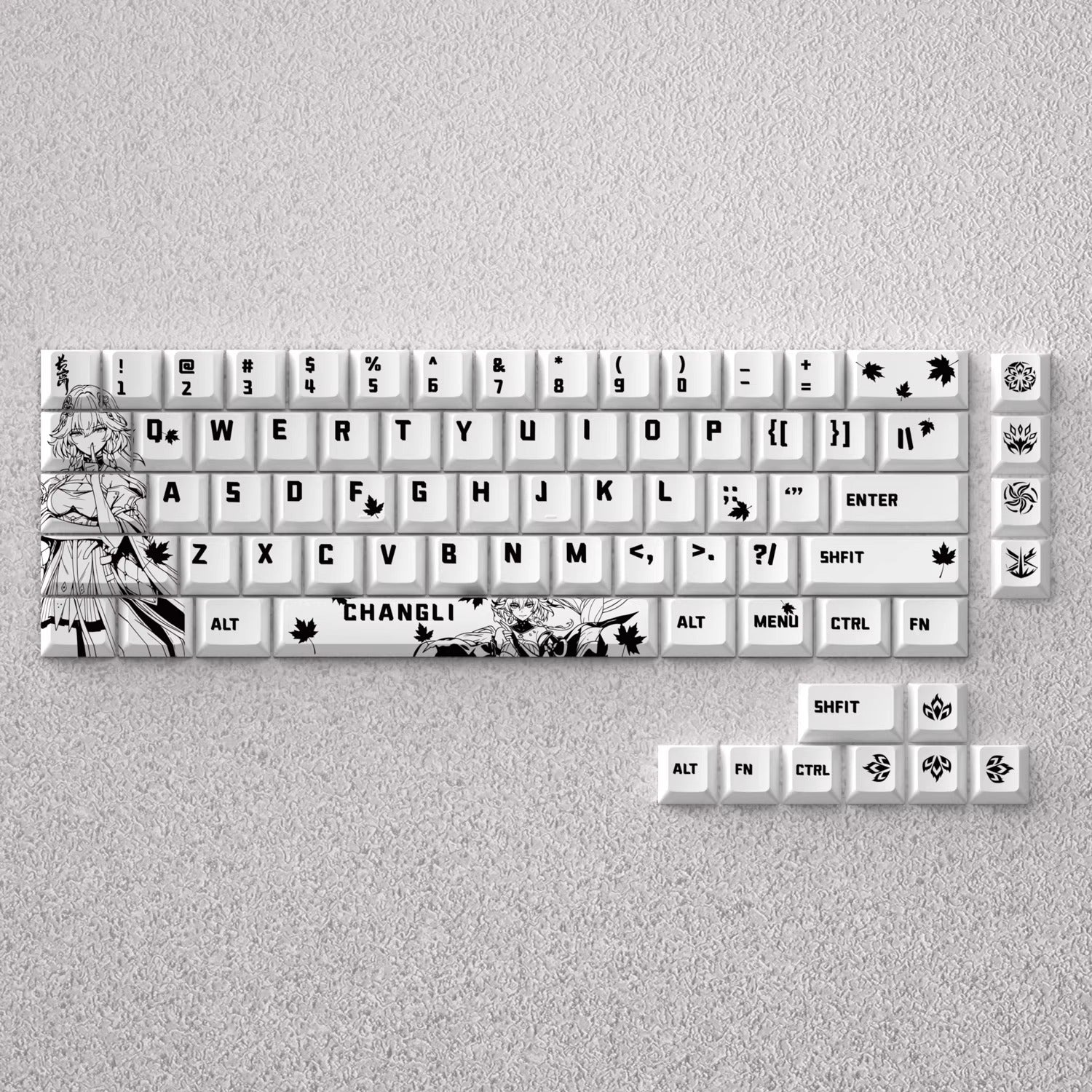 Wuthering Waves series, Changli theme, original high PBT material compatible MX switch mechanical keyboard, anime game theme set keycaps, mechanical keyboard replacement keycap set