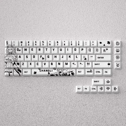 Wuthering Waves series, Changli theme, original high PBT material compatible MX switch mechanical keyboard, anime game theme set keycaps, mechanical keyboard replacement keycap set