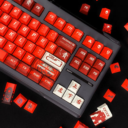 Pacific Rim theme, Crimson Typhoon，PBT material personalized keycaps, mechanical keyboard replacement keycap set, anime and game cultural and creative keycaps set, Compatible with 61/64/68/75/84/87/104 Key Mechanical Keyboard Keycap Set