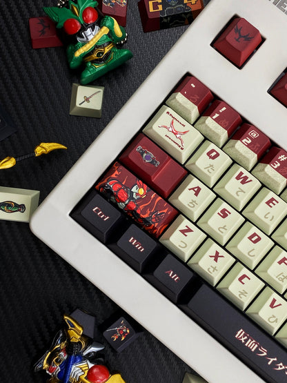 Masked Rider Agito Theme Design Set Keycaps, PBT Material Original Factory Highly Personalized Keycap Set, Anime Game Theme Keycaps, Suitable for 61/64/68/75/84/87/104 Key Mechanical Keyboard