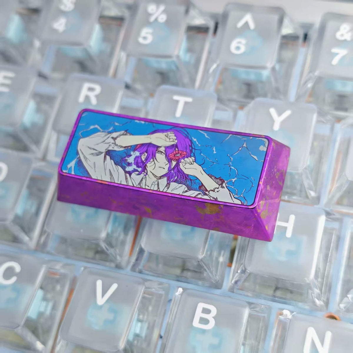 Chainsaw Man， Reze，2.25U Titanium alloy personalized keycaps, anime and game cultural creative keycaps, mechanical keyboard decorative keycaps