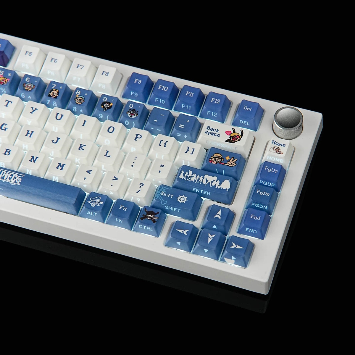 One Piece cartoon version, PBT material personalized keycaps, mechanical keyboard replacement keycap set, anime and game cultural and creative keycaps set, Compatible with 61/64/68/75/84/87/104 Key Mechanical Keyboard Keycap Set