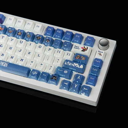 One Piece cartoon version, PBT material personalized keycaps, mechanical keyboard replacement keycap set, anime and game cultural and creative keycaps set, Compatible with 61/64/68/75/84/87/104 Key Mechanical Keyboard Keycap Set