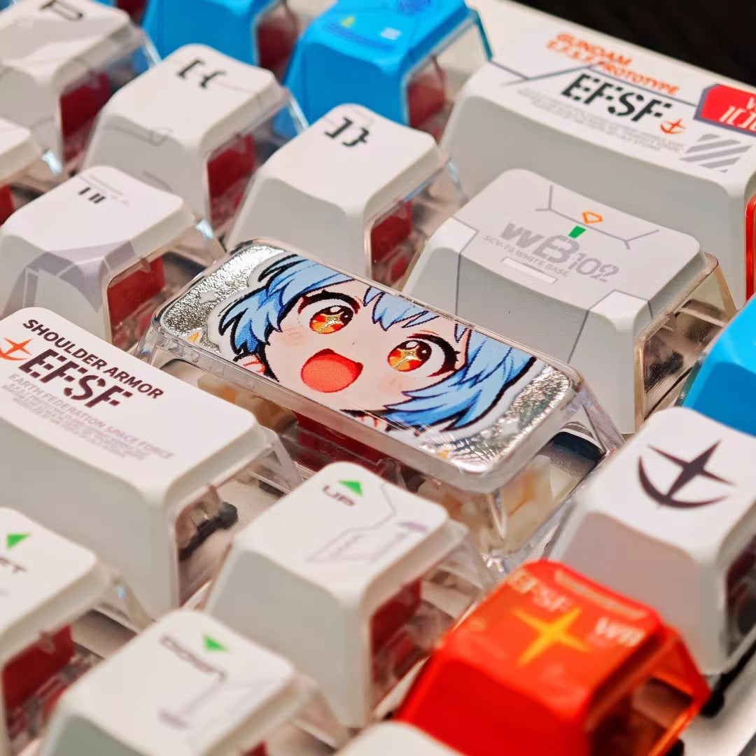 EVA, Asuka/Ayanami Rei, crystal resin 2.25U gilded carriage return personalized keycap, anime game design decorative keycap