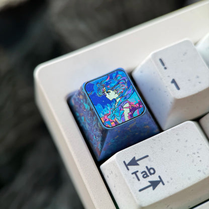Sailor Moon, Mizuno Ami, 1U titanium alloy personalized keycaps, innovative products in anime and gaming culture, mechanical keyboard decoration keycaps