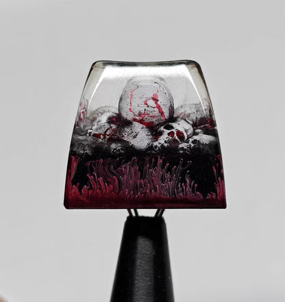 Dark Gothic style, skull crystal resin personalized keycaps, dark 1U resin decorative keycaps