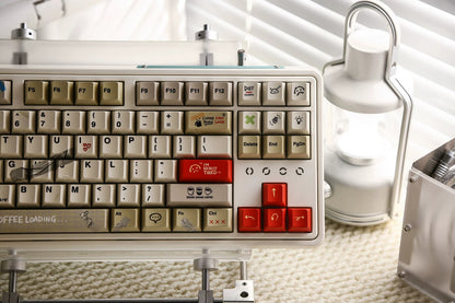 IMFKTIRED, Office keycap set, retro color scheme, PBT material Mechanical Keyboard Replacement Keycap Set, suitable for 61/64/68/75/84/87/104 Key Mechanical Keyboard