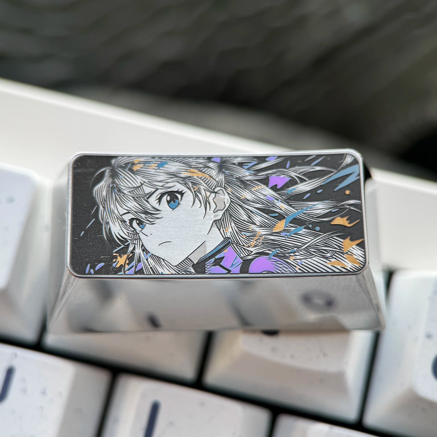 EVA series, 2.25U/2U titanium alloy finely carved personalized keycaps, anime culture creative peripheral mechanical keyboard metal decorative keycaps